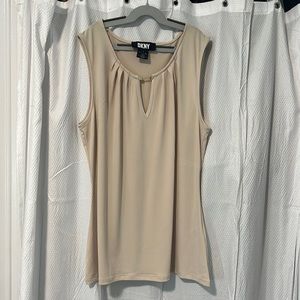 DKNY Tank Sleeveless Top Size L Creamy Beige Tan